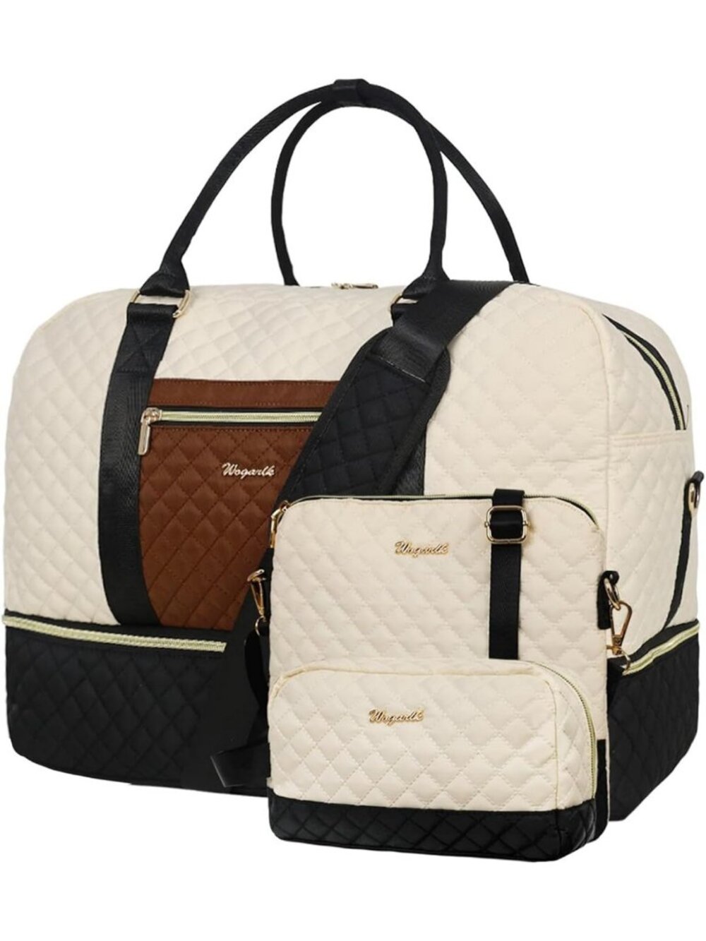 3PCS Large Weekender Bags for Women - Stylish Overnight Tote Set in Black